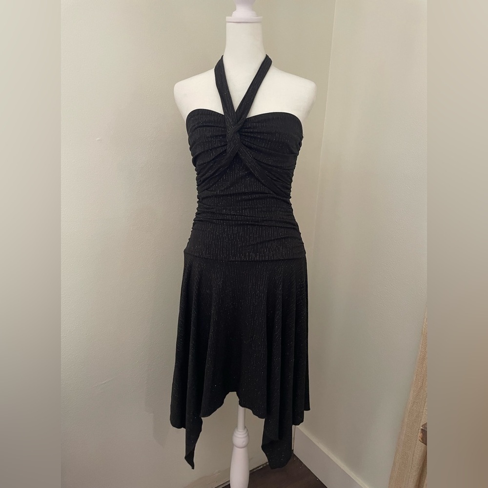 VTG Y2K Speechless Black asymmetrical halter Dress Size M Goth Fairy Whimsygoth - Picture 2 of 10